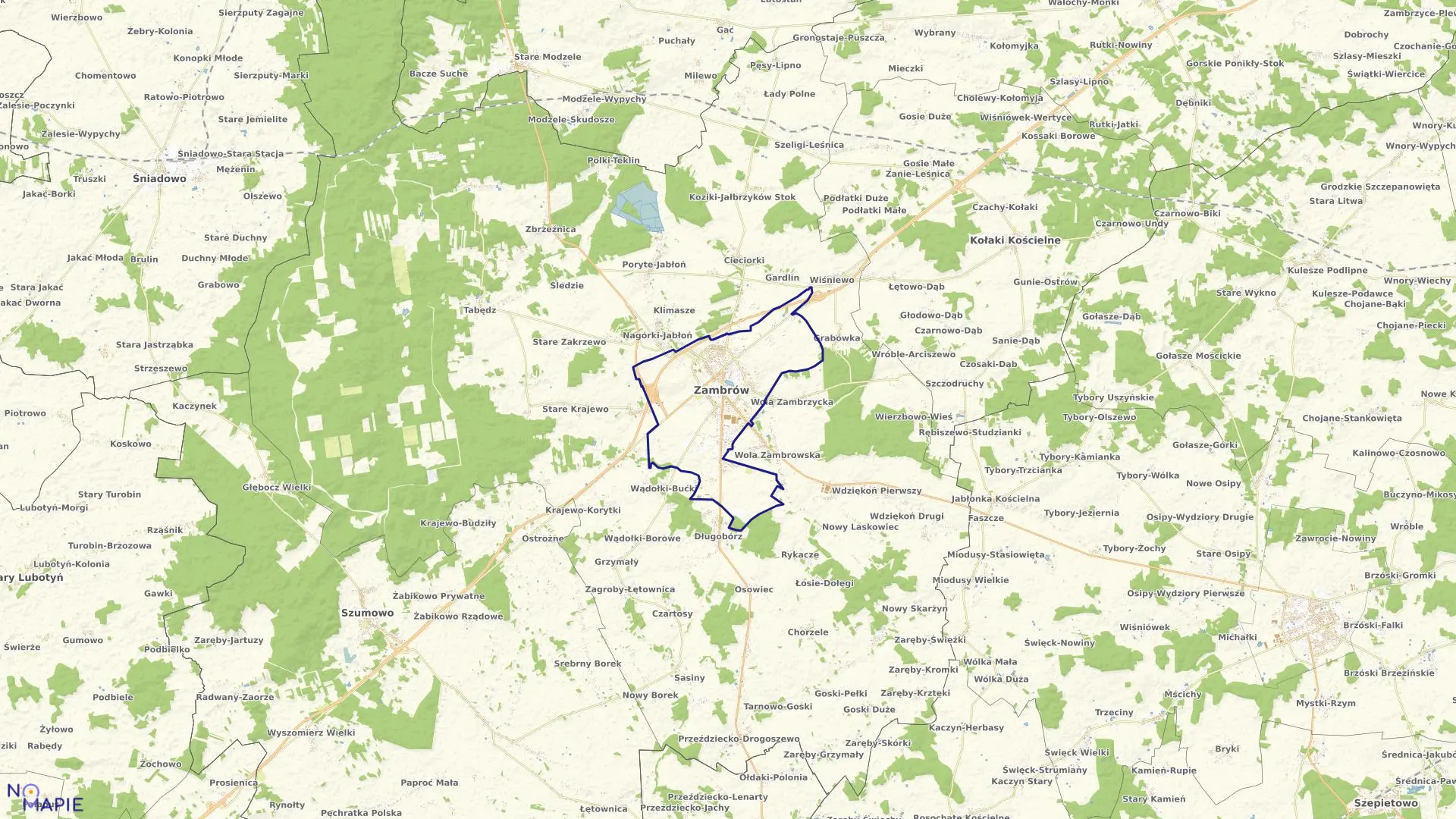 Mapa obrębu ZAMBRÓW w mieście Zambrów